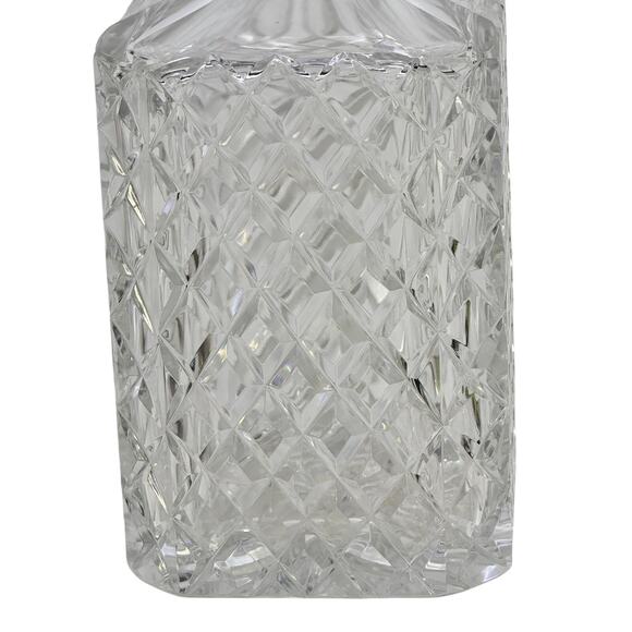 Heavy Lead Crystal Diamond Cut Square Vintage 9.75" Decanter-Excellent - Picture 3 of 8
